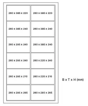 polar® multipolar® 481-12 F Gemeinschaftskühlschrank 12 Edelstahl-Fächer Skizze