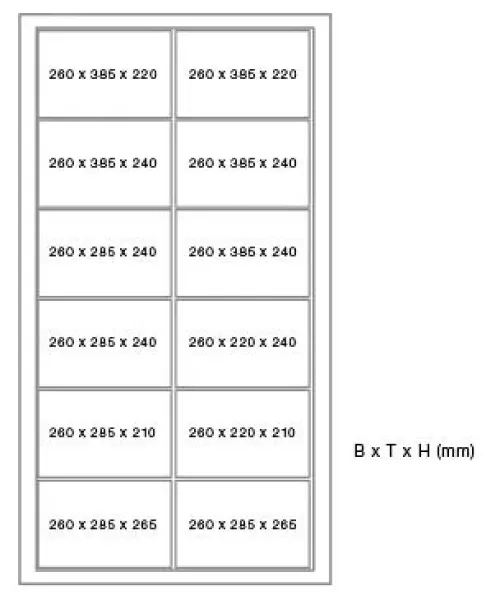 polar® multipolar® 481-12 F Gemeinschaftskühlschrank 12 Edelstahl-Fächer Skizze